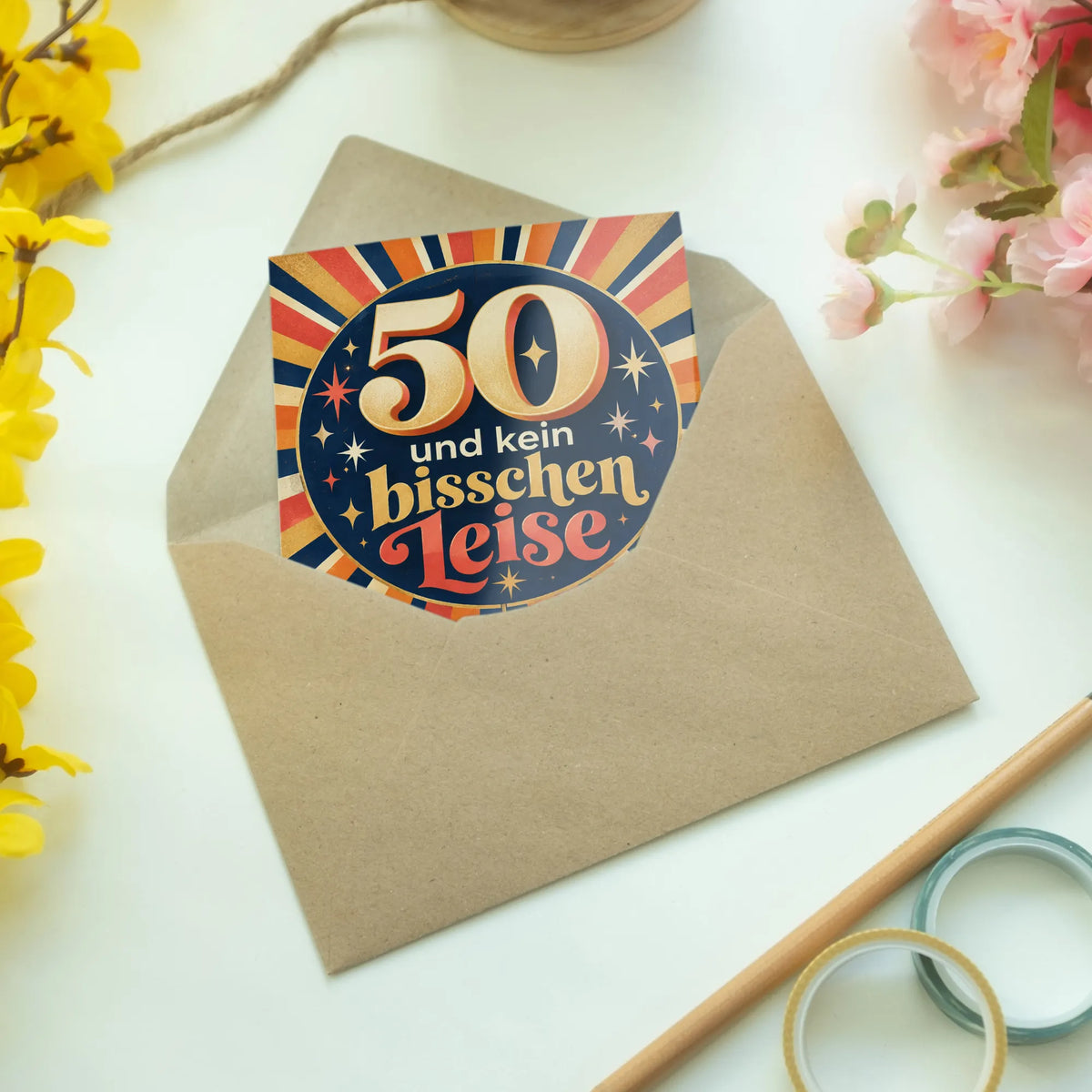 Lustige Geburtstagskarte für Frauen zum 50. Geburtstag mit Spiegelkugel|p:2014246|h:6c0f558ad23ed263aaeaff681e8ba221
