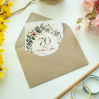 Elegante Geburtstagskarte zum 70. Geburtstag mit Blütenkranz|p:2014253|h:893e2e996e222e253396f44f89d06707