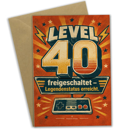 Lustige Geburtstagskarte zum 40. für Männer Level 40|p:2014254|h:bc0dacb7ec875059b7a6fc625cd1fa6b