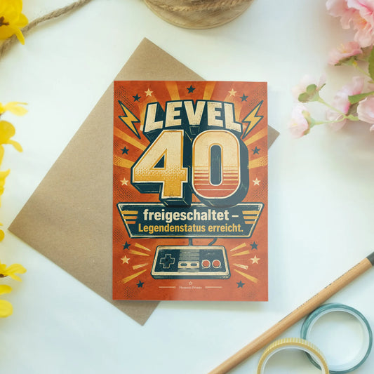 Lustige Geburtstagskarte zum 40. für Männer Level 40|p:2014254|h:cf7c153ffb498412b00817f40fa7f523