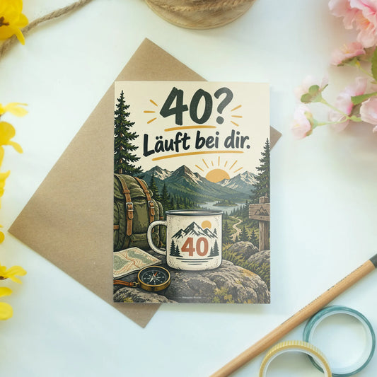 Lustige Geburtstagskarte zum 40. für Männer mit Berglandschaft|p:2014257|h:9df0374205287b1a9bc212904ec29fae