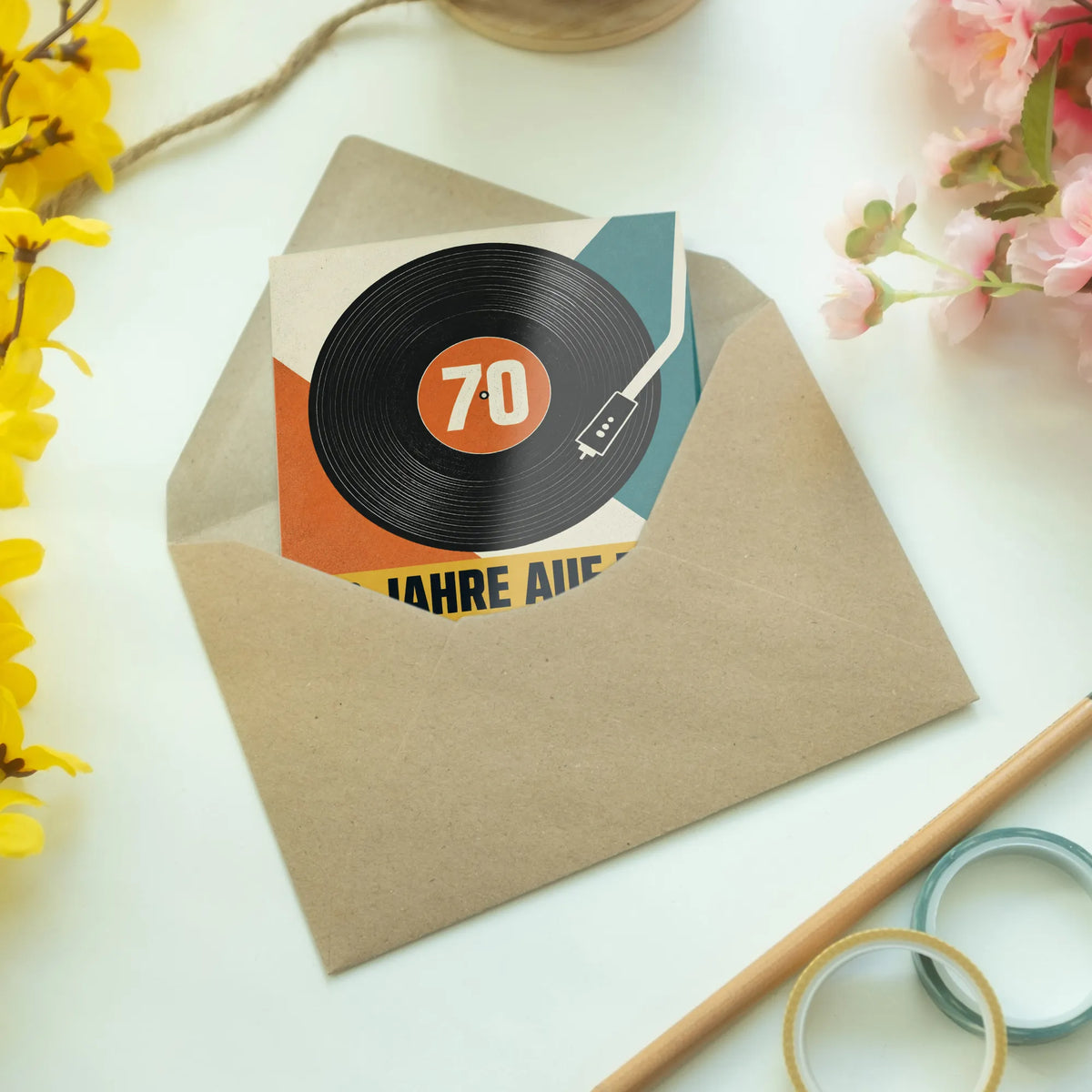 Lustige Geburtstagskarte zum 70 für Männer Vinyl-Schallplatte|p:2014260|h:4398926053db7b55ff84a4da37fe2842