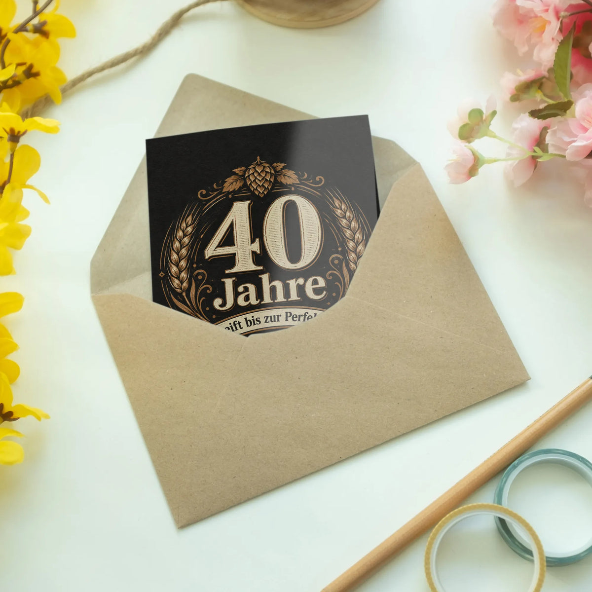Elegante Geburtstagskarte zum 40. für Männer mit Hopfenemblem|p:2014265|h:aa9f926665c643d4212bc07a8a1a7113