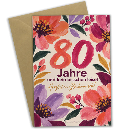 Lustige Geburtstagskarte für 80-jährige Frau mit Blüten|p:2014269|h:68ed766a869957c86dda47dc1f7eeb73