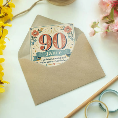 Nostalgische Geburtstagskarte zum 90. Geburtstag für Frauen mit großer 90|p:2014273|h:85a4adb784aa86fd1ceb818397d5a18f