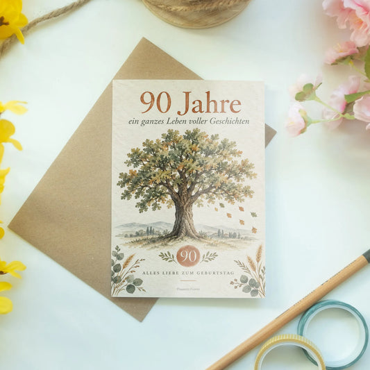 Würdevolle Geburtstagskarte zum 90. für Männer mit Eiche|p:2014275|h:405c4cfeb1b4d0f789c1da7373048c29