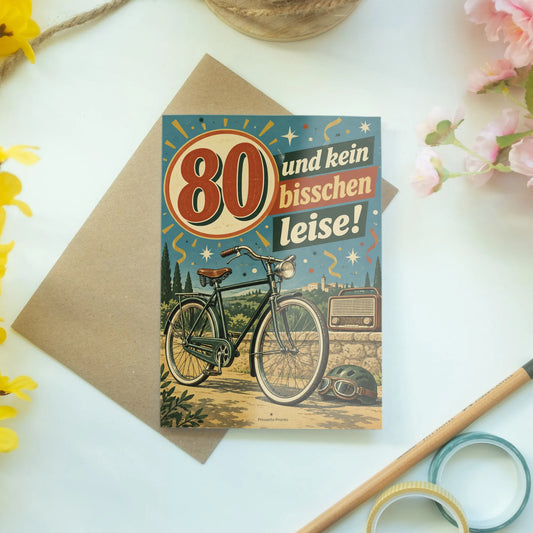 Lustige Geburtstagskarte zum 80. für Männer mit Retro-Roller|p:2014276|h:0c771cf2ed30a5540b9f0b128e28a0d6