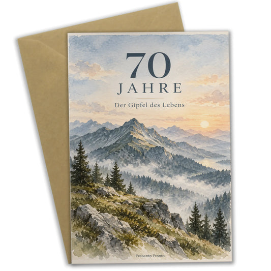 Würdevolle Geburtstagskarte zum 70. für Männer mit Berglandschaft|p:2014279|h:f0208f87dedf009258969fc3ad968864