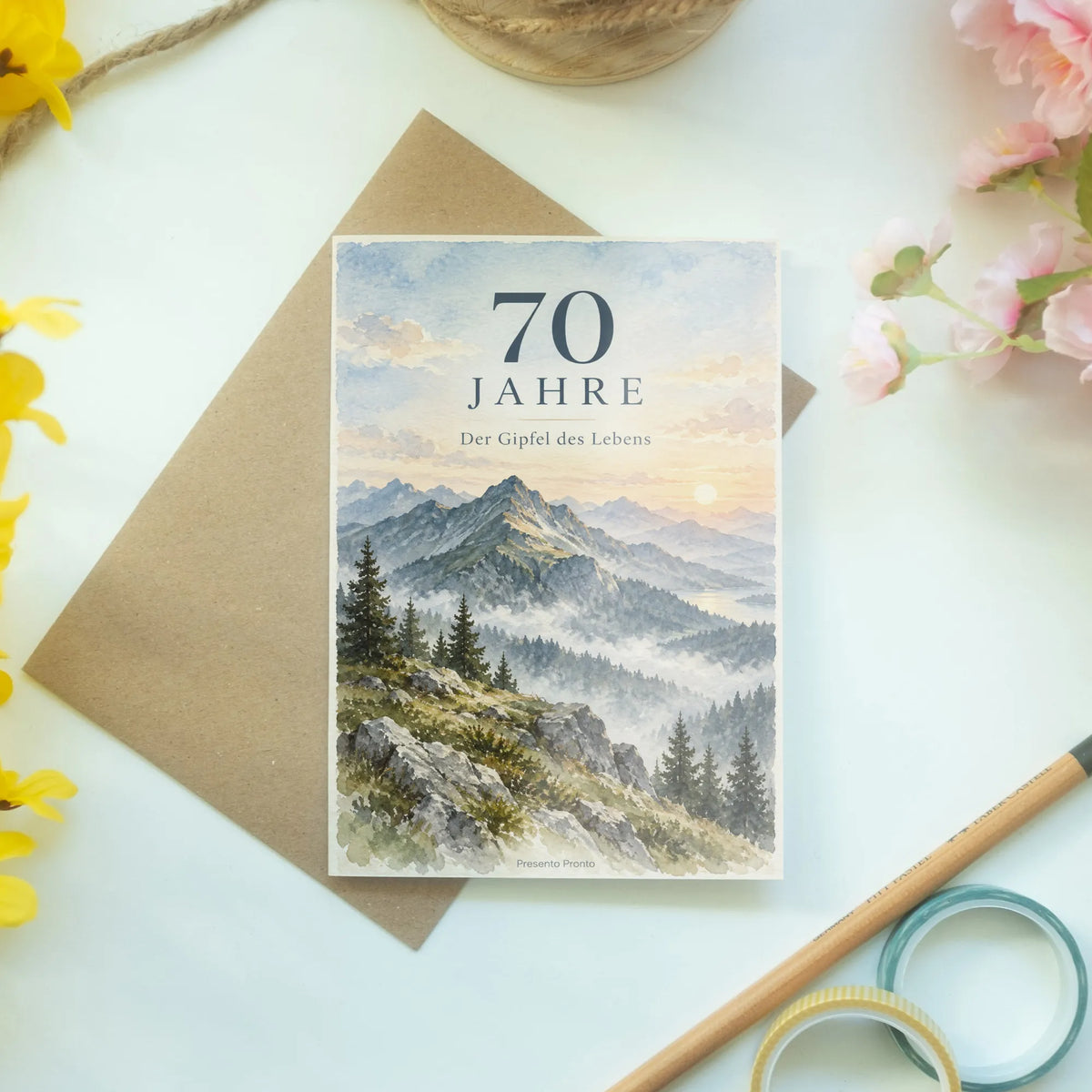 Würdevolle Geburtstagskarte zum 70. für Männer mit Berglandschaft|p:2014279|h:a47423ccc8b133a457656a491830d79a
