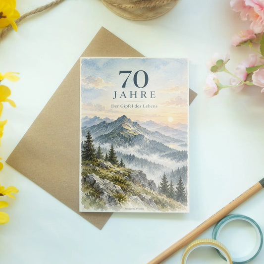 Würdevolle Geburtstagskarte zum 70. für Männer mit Berglandschaft|p:2014279|h:a47423ccc8b133a457656a491830d79a