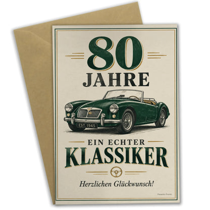 Elegante Geburtstagskarte zum 80. für Männer mit Vintage-Roadster|p:2014282|h:bb094e0ec2a8f0ff398dc7d51dc609fa