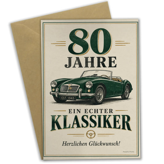 Elegante Geburtstagskarte zum 80. für Männer mit Vintage-Roadster|p:2014282|h:bb094e0ec2a8f0ff398dc7d51dc609fa
