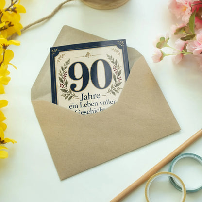 Elegante Geburtstagskarte zum 90. Geburtstag für Männer mit großer 90|p:2014285|h:063bc8aa0447298baf5a0a2493f786b7