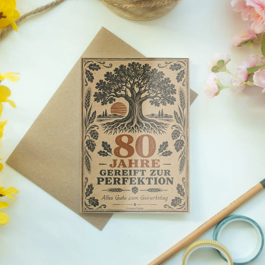 Würdevolle Geburtstagskarte zum 80. Geburtstag für Männer mit Eichenbaum|p:2014286|h:c0cee5a81774f98cc04d27ba89e51fe4