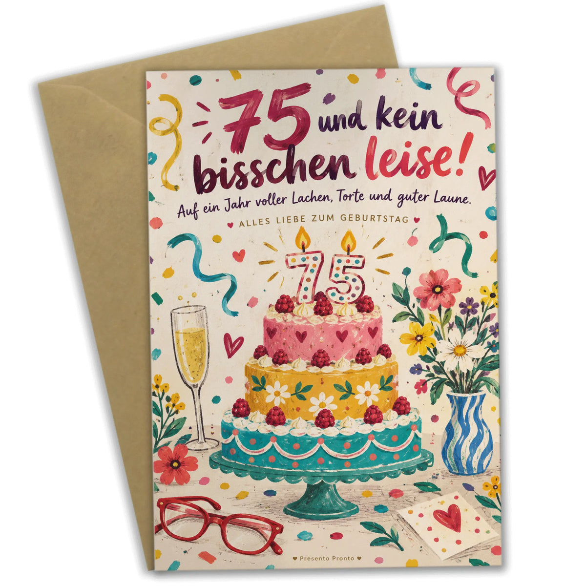 Lustige Geburtstagskarte zum 75. Geburtstag mit Torte|p:2014287|h:204eb4696ccf01674ef342c78c53edad