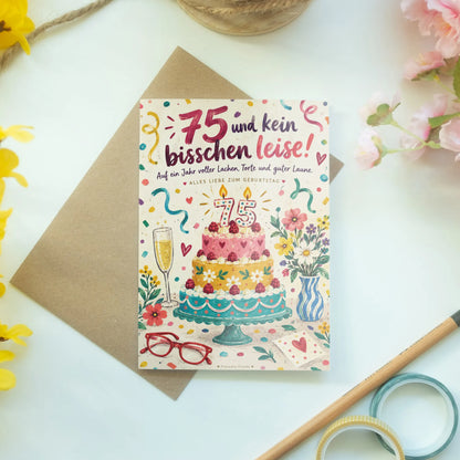 Lustige Geburtstagskarte zum 75. Geburtstag mit Torte|p:2014287|h:cccdfe9fa64552086e2473a64929aa87