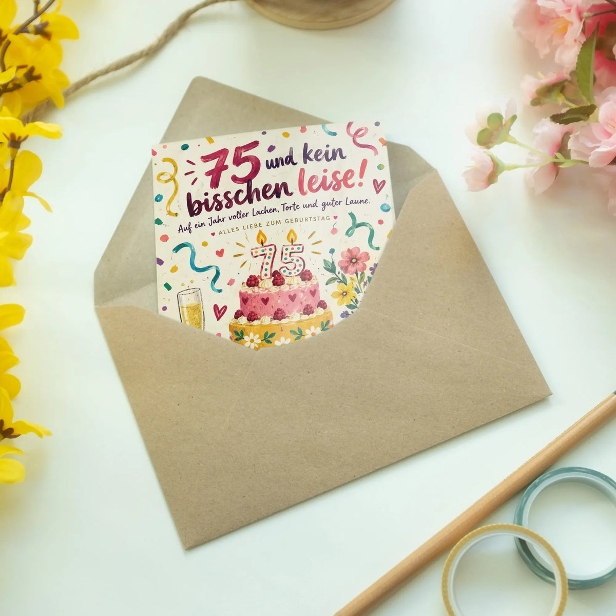 Lustige Geburtstagskarte zum 75. Geburtstag mit Torte|p:2014287|h:7c378a50ff082f0a31f04ded56943375