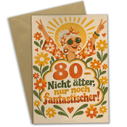 Lustige Geburtstagskarte zum 80. Geburtstag für Frauen mit Gänseblümchen|p:2014291|h:9340250d75f1916f14a734ffe864c8a4