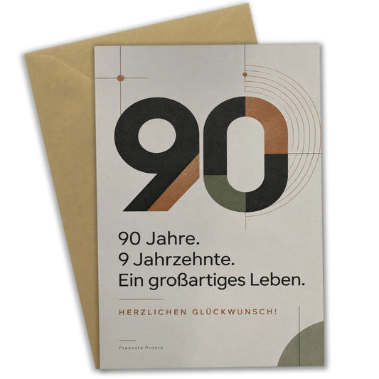 Elegante Geburtstagskarte zum 90. für Männer mit Zahl 90|p:2014293|h:813f9e7eadb801b8e97c7587616a0c10