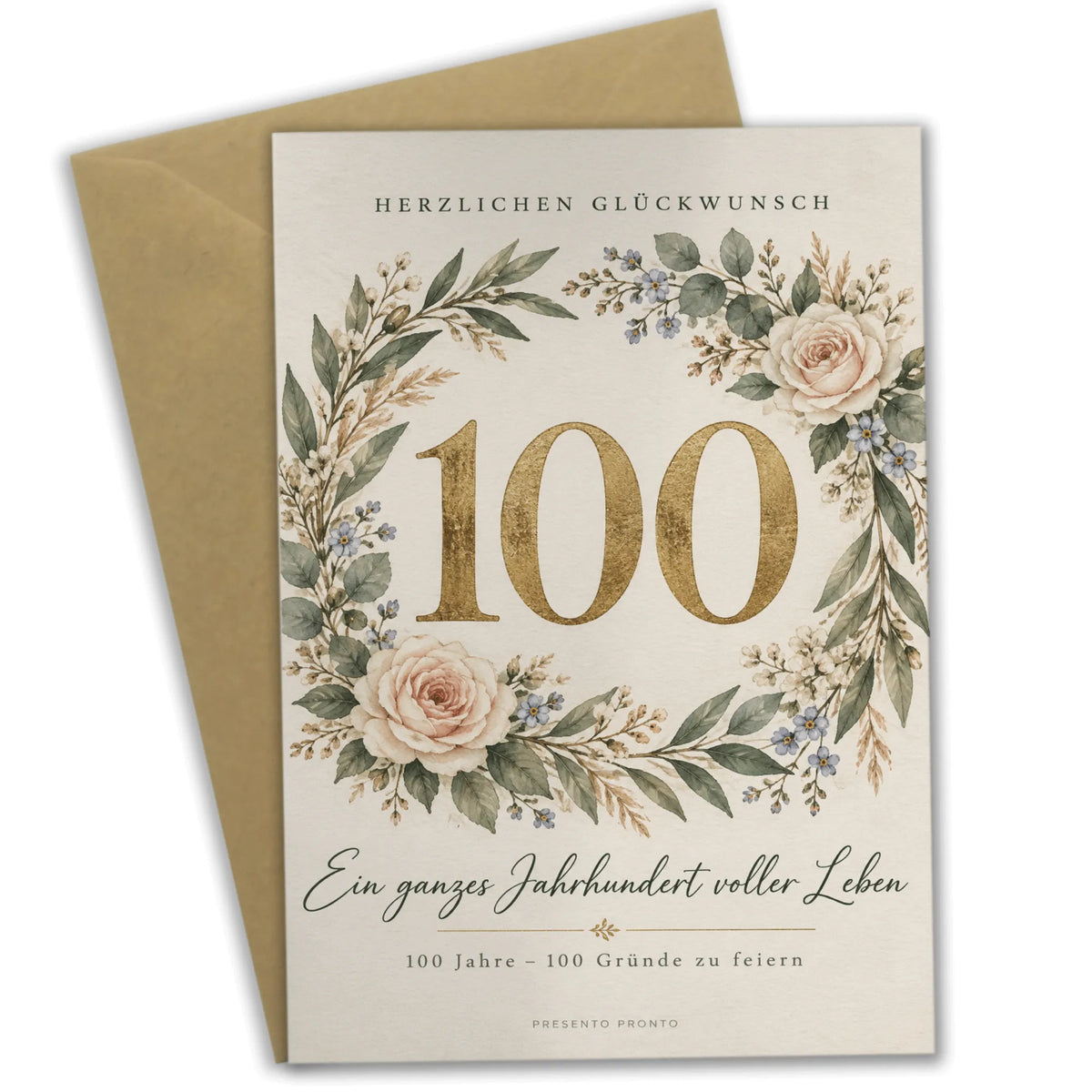 Elegante Glückwunschkarte zum 100. Geburtstag mit goldener 100|p:2014294|h:6fea993259d36eb248e3c77f36144c37