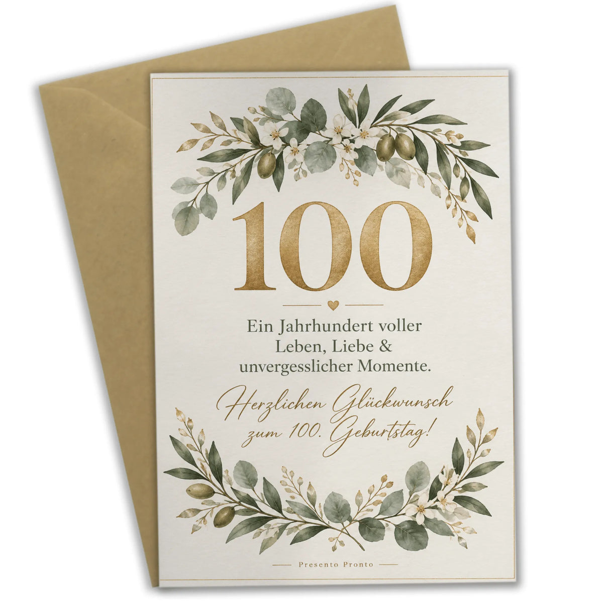Festliche Glückwunschkarte zum 100. Geburtstag mit goldener 100|p:2014297|h:320f9fb4d84e8130f0888de9b7061c69