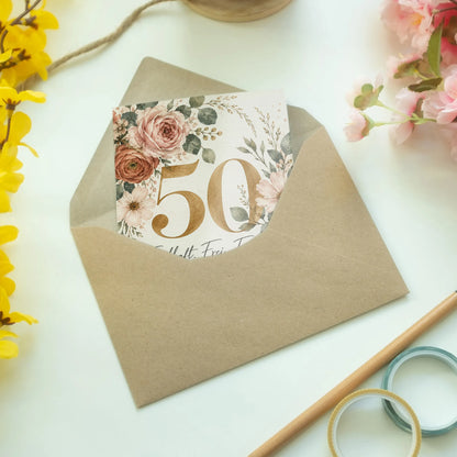 Elegante Geburtstagskarte zum 50 für Frauen mit rosa Blumen|p:2014298|h:c3439ddcba6f2bcd175c45dae749462a