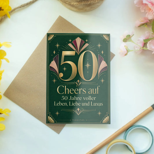 Elegante Geburtstagskarte für Frau zum 50. in Smaragdgrün Gold|p:2014304|h:3c2db808984746c3acd5c8db60d004d9