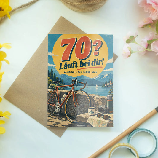 Lustige Geburtstagskarte zum 70. für Männer mit Vintage-Fahrrad|p:2014305|h:643b87a4b5fc0152270a1e855d1d03cc