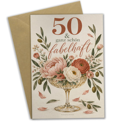 Elegante Geburtstagskarte für Frau zum 50. mit Champagnerglas|p:2014308|h:670cb707e735d3d313a25cc2b58d427f
