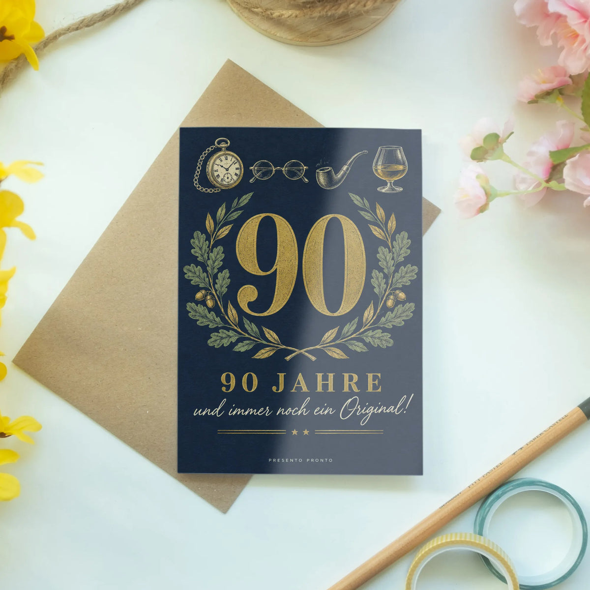 Elegante Geburtstagskarte zum 90. für Männer mit goldener Zahl 90|p:2014315|h:75150d51601a27878b56c1abce32eddd