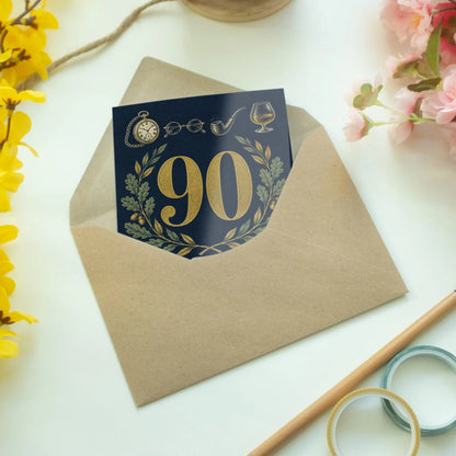 Elegante Geburtstagskarte zum 90. für Männer mit goldener Zahl 90|p:2014315|h:2456aa27b59b050be6971d67fef7fa0d