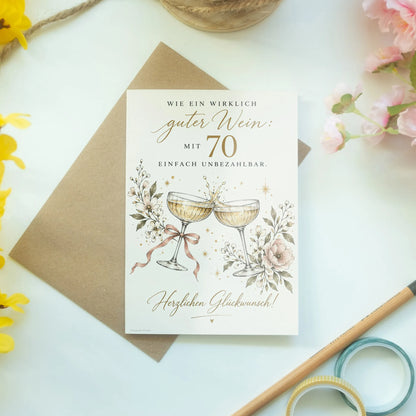 Elegante Geburtstagskarte zum 70. Geburtstag für Frauen mit Champagner|p:2014316|h:48e0510369eb1a6905f03f944a2d1341