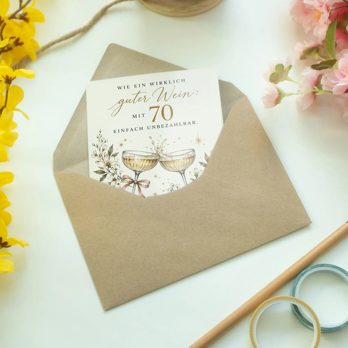 Elegante Geburtstagskarte zum 70. Geburtstag für Frauen mit Champagner|p:2014316|h:f01f31b7dde2bdaec210866396974728