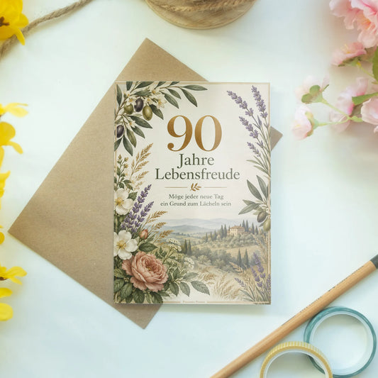 Herzliche Geburtstagskarte für Frauen zum 90. Geburtstag mit Lavendel|p:2014319|h:a63e2d2da64c15125a984145042b0f8e