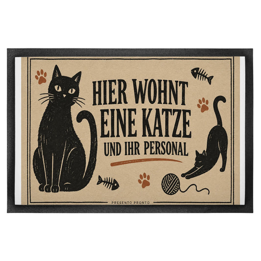 Lustige Fußmatte für Katzenbesitzer mit sitzender Katze|p:2014322|h:d3234c5a821752b1c7f0aef42c5a0bd4