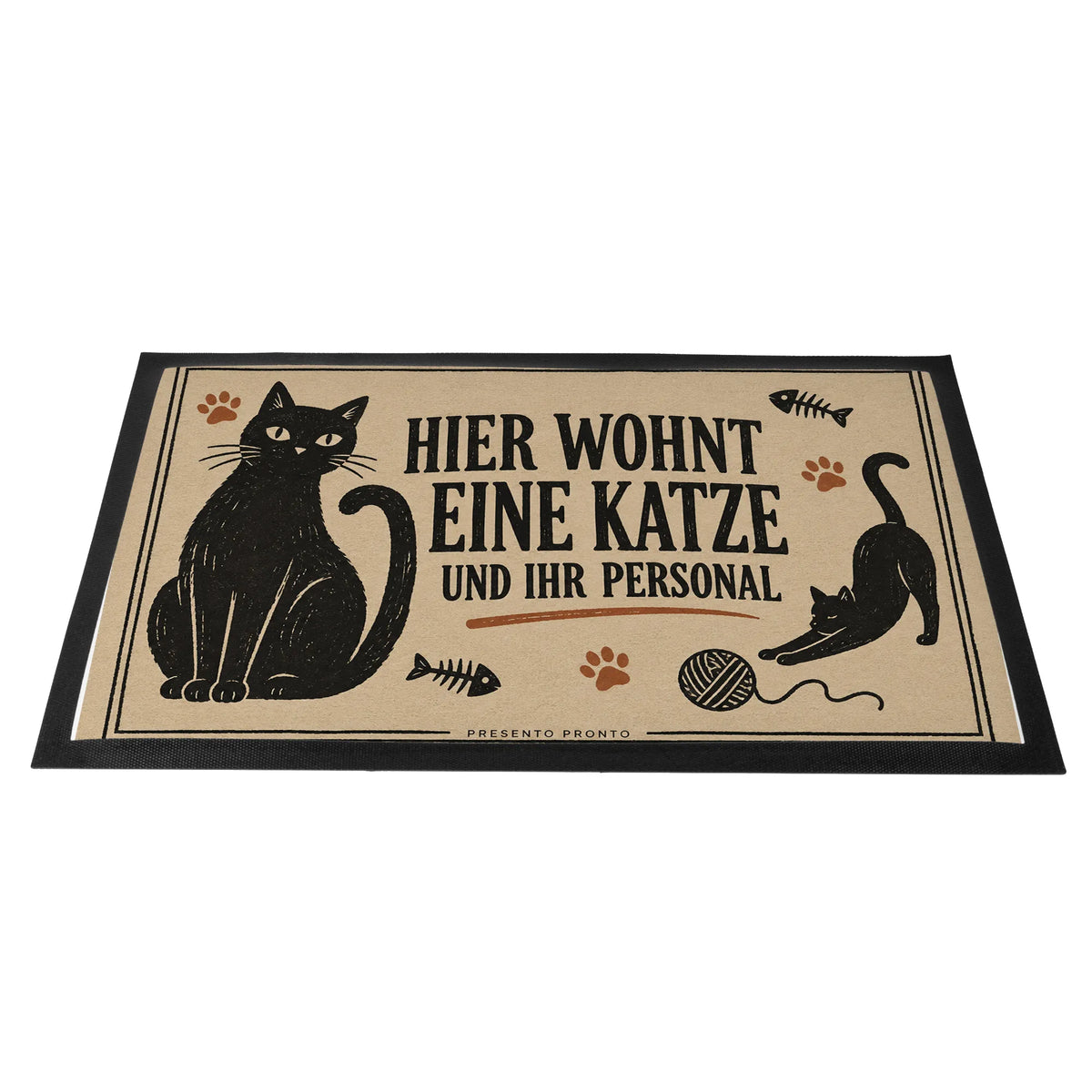 Lustige Fußmatte für Katzenbesitzer mit sitzender Katze|p:2014322|h:e1d8d19852b3b60221a233ac0fb66762