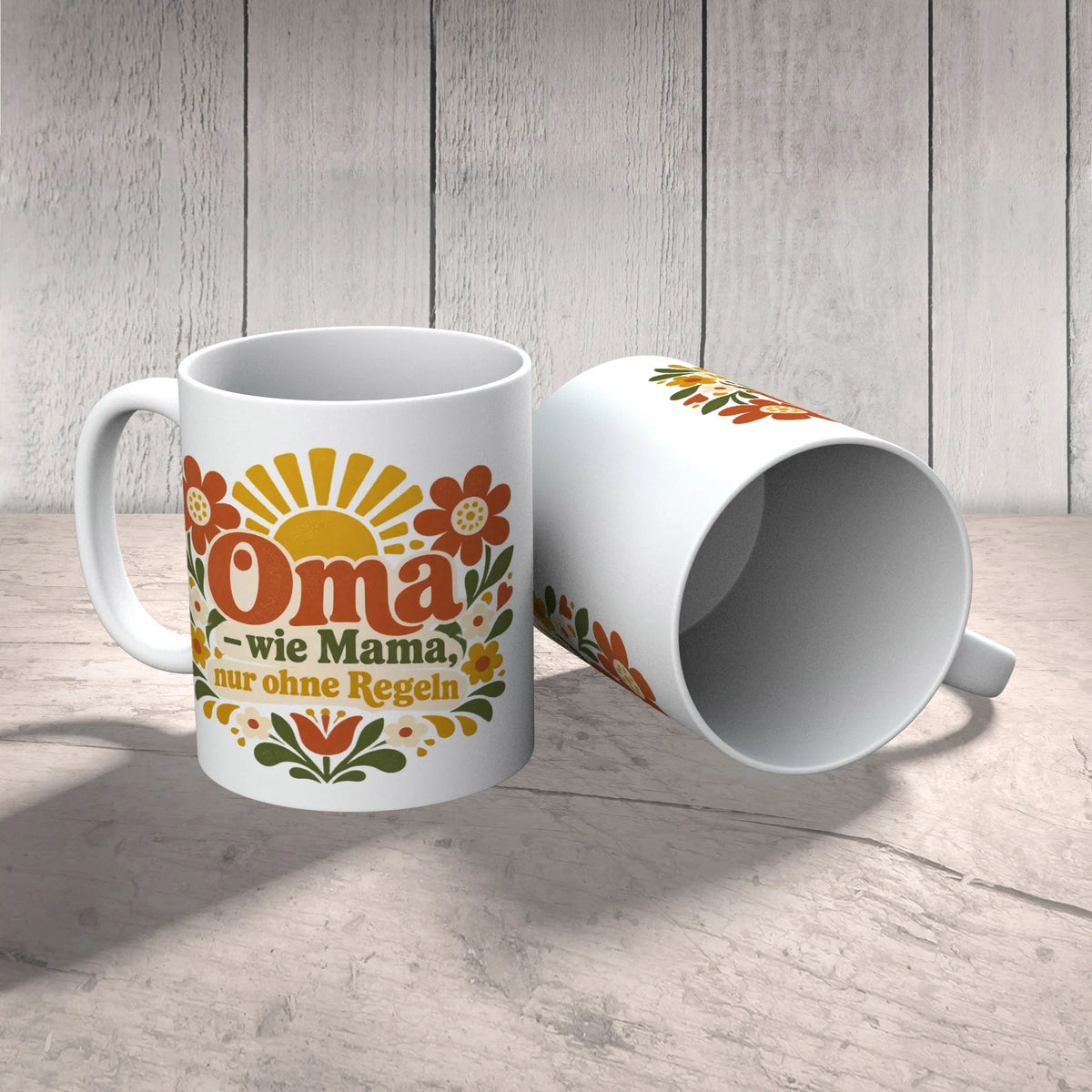 Lustige Tasse für Oma mit Blumen und Sonne|p:2014345|h:853b4ddef01807eae6849c4942fd0216