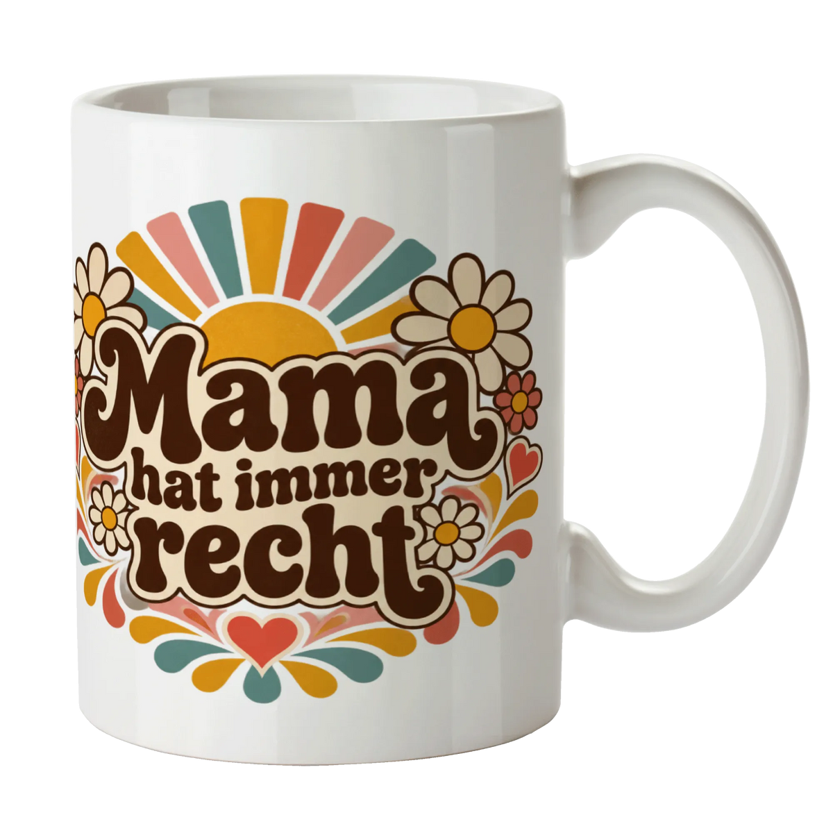 Lustige Tasse für Mama mit Sonnenstrahlen und Gänseblümchen|p:2014346|h:d062cc7c271b2996dfd6abfa5d2a1eba