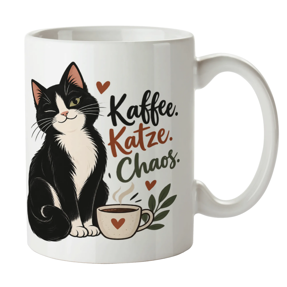 Lustige Tasse für Katzenfreunde mit schwarz-weißer Katze|p:2014349|h:cb42bb0af3184df91661800e4d2d723d