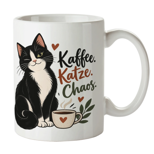 Lustige Tasse für Katzenfreunde mit schwarz-weißer Katze|p:2014349|h:cb42bb0af3184df91661800e4d2d723d