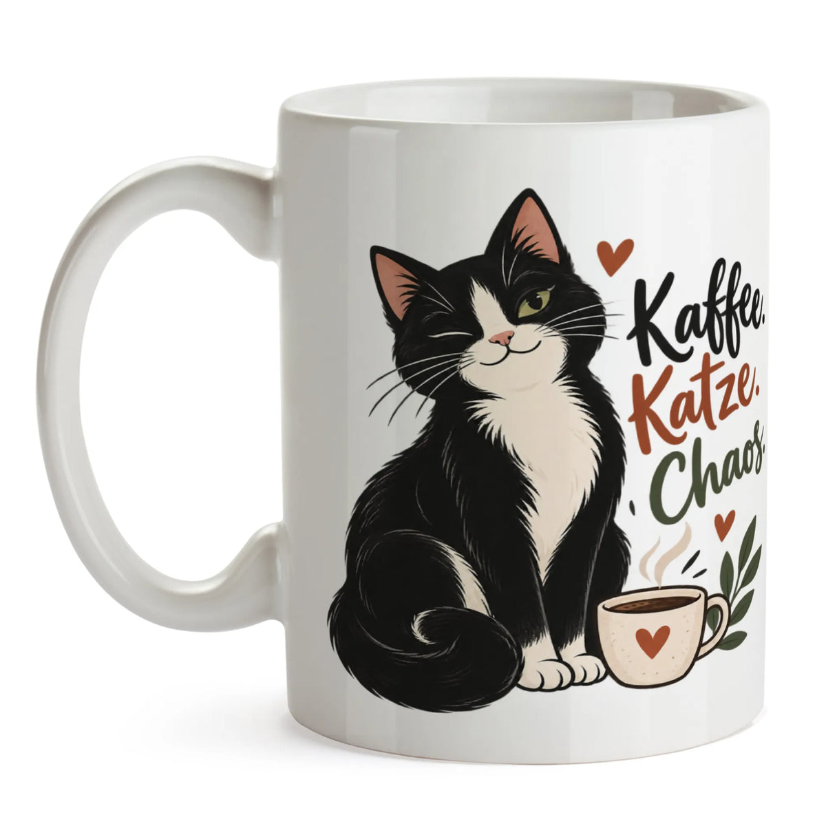 Lustige Tasse für Katzenfreunde mit schwarz-weißer Katze|p:2014349|h:6bafa062404eb1bc9dcf34146e028616