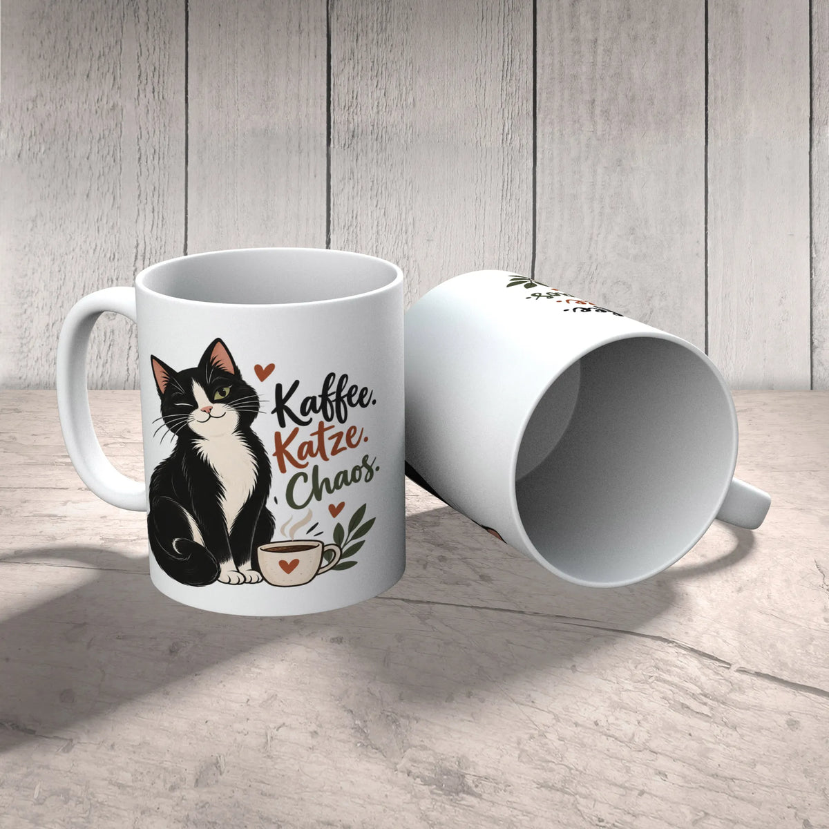 Lustige Tasse für Katzenfreunde mit schwarz-weißer Katze|p:2014349|h:5daabb0a415cff4bc80910c24ca9c673