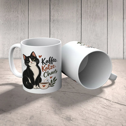 Lustige Tasse für Katzenfreunde mit schwarz-weißer Katze|p:2014349|h:5daabb0a415cff4bc80910c24ca9c673
