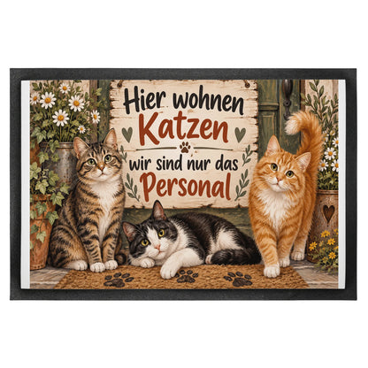 Lustige Fußmatte für Katzenfreunde mit Blumengruß|p:2014363|h:3009b522c4cdb11f28ecf285e46c22b5