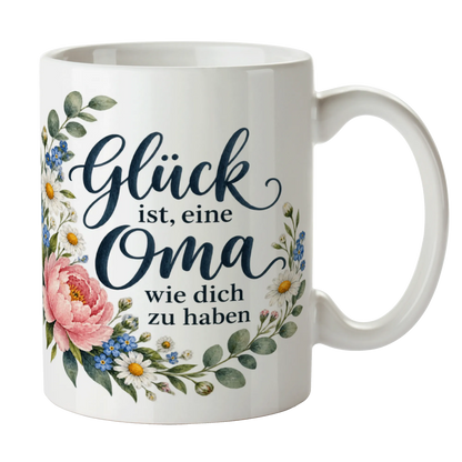 Liebevolle Kaffeetasse für Oma mit Blumengirlande|p:2014369|h:49e4d39939b1c5706e6c113d4b8e04da