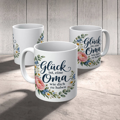Liebevolle Kaffeetasse für Oma mit Blumengirlande|p:2014369|h:45bbd48b1ec925f1d8c35a63ee7cd19f