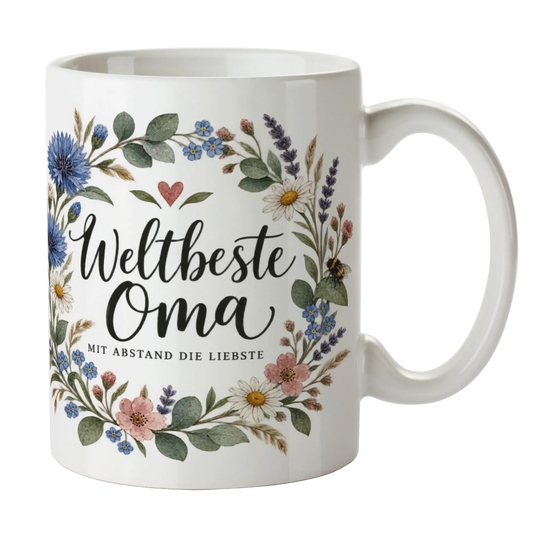 Liebevolle Tasse für Oma mit Blumenkranz und Herz|p:2014371|h:c45e5878a5aabfa052385da796809824