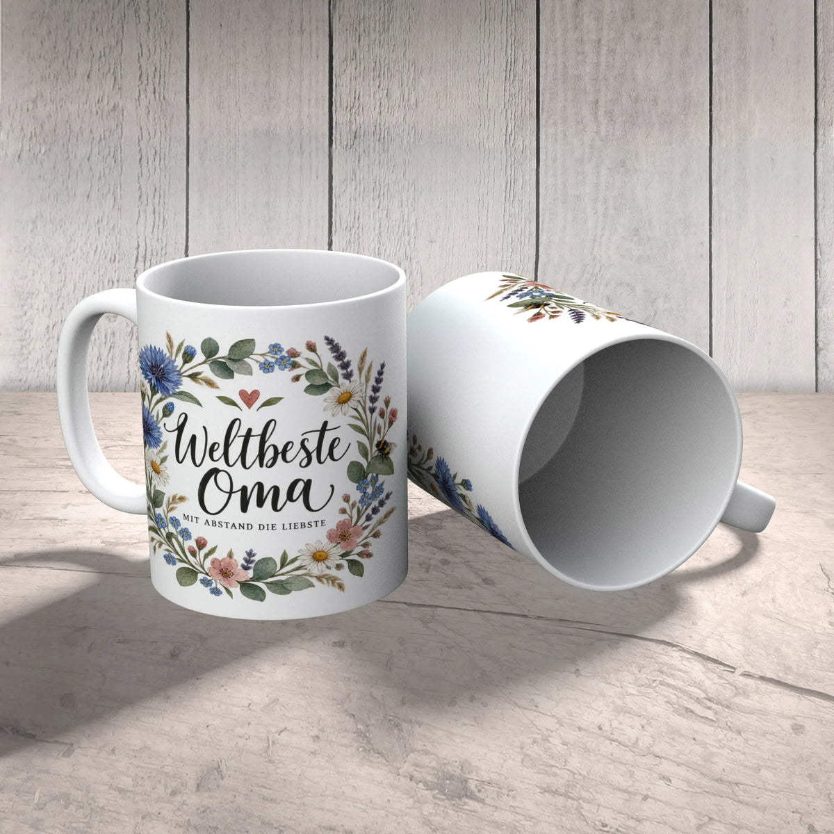 Liebevolle Tasse für Oma mit Blumenkranz und Herz|p:2014371|h:7302d77728571dffe42e9788c678f318