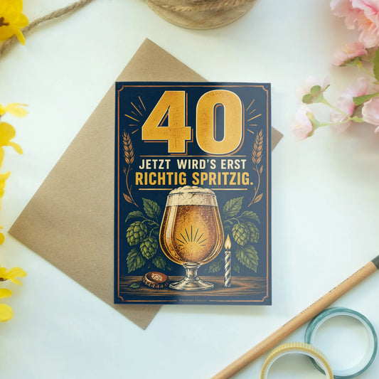 Lustige Geburtstagskarte zum 40. Geburtstag mit Bierglas|p:2014372|h:16c02498f8e7f0d72efbb1fd1adfd02b
