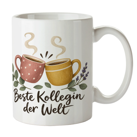 Liebevolle Tasse für Kollegin mit zwei Kaffeetassen|p:2014389|h:1375b1edbbbf07b8645b5129780cbb33